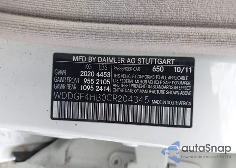 2012 Mercedes-Benz C 250 Sport from USA, damaged, VIN WDDGF4HB0CR204345